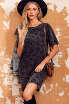 Leopard Round Neck Dropped Shoulder Dress with Pockets - Guy Christopher