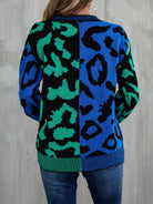 Leopard Round Neck Long Sleeve Sweater - Guy Christopher