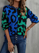 Leopard Round Neck Long Sleeve Sweater - Guy Christopher