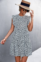 Leopard Round Neck Mini Dress - Guy Christopher