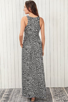 Leopard Round Neck Sleeveless Maxi Dress - Guy Christopher