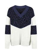 Leopard V-Neck Dropped Shoulder Sweater - Guy Christopher