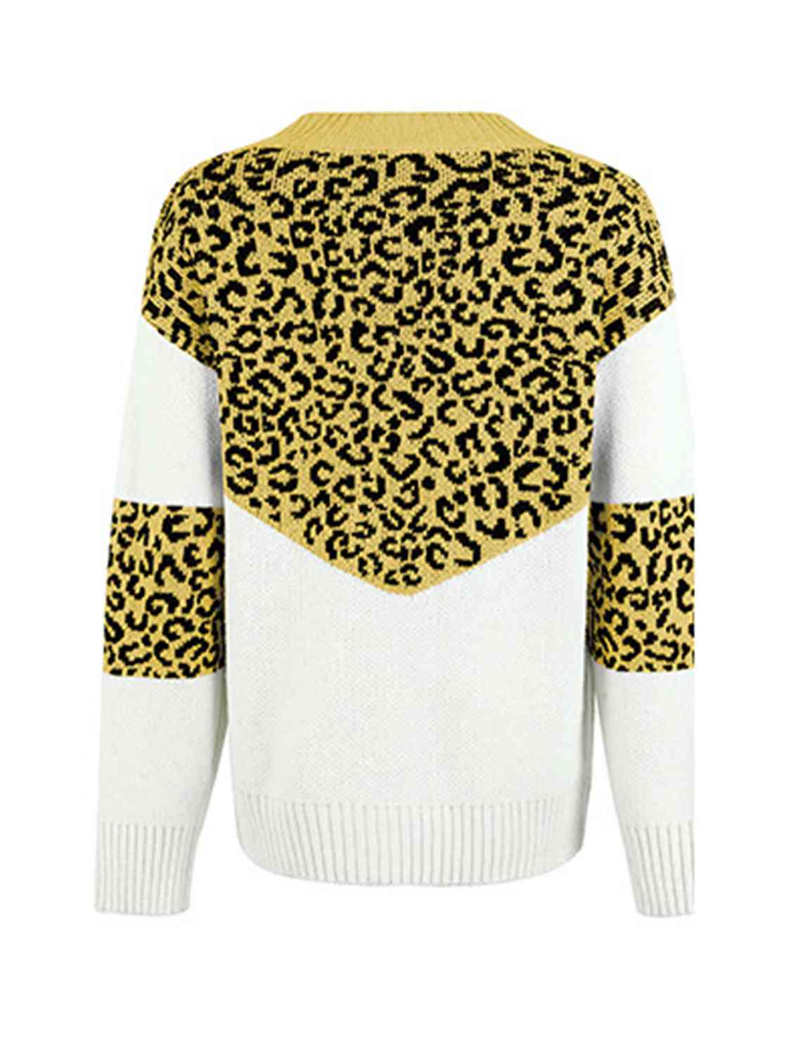 Leopard V-Neck Dropped Shoulder Sweater - Guy Christopher