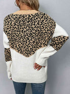 Leopard V-Neck Dropped Shoulder Sweater - Guy Christopher