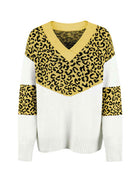 Leopard V-Neck Dropped Shoulder Sweater - Guy Christopher