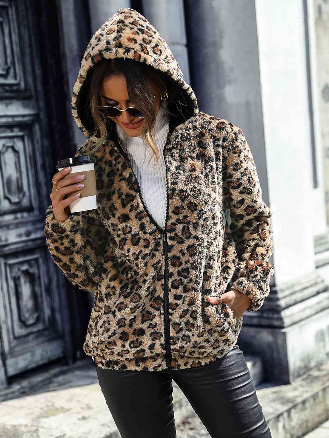 Leopard Zip-Up Hooded Jacket - Guy Christopher