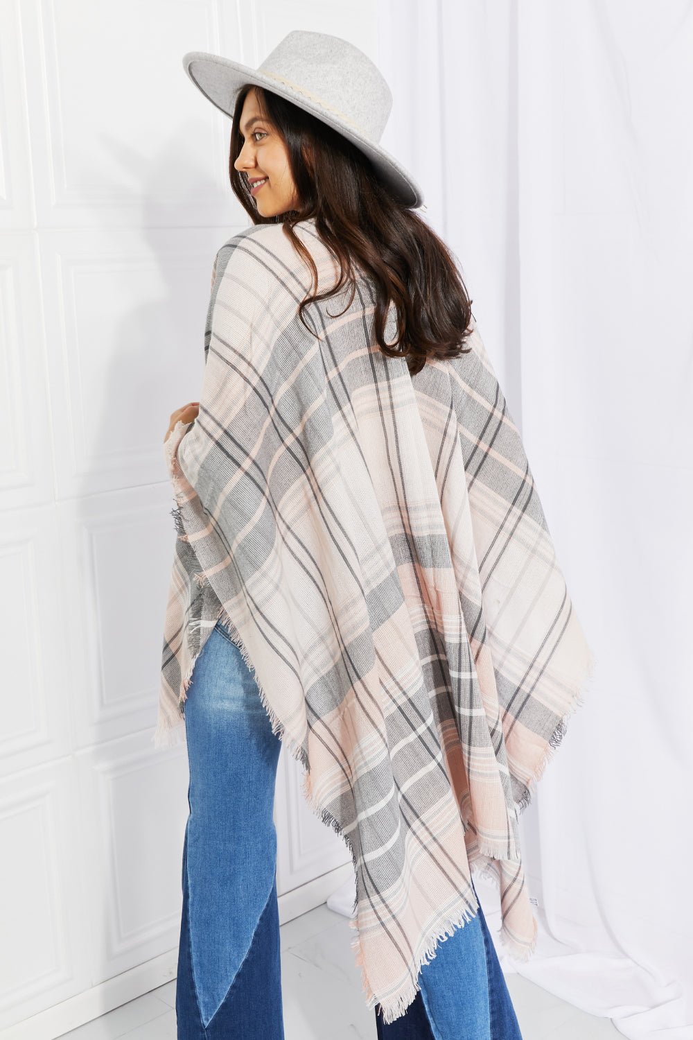 Leto Punch of Plaid Lightweight Poncho - Guy Christopher