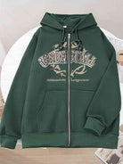 Letter Graphic Drawstring Hoodie with Pockets - Guy Christopher