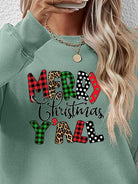 Letter Graphic Round Neck Long Sleeve Sweatshirt - Guy Christopher