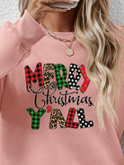 Letter Graphic Round Neck Long Sleeve Sweatshirt - Guy Christopher