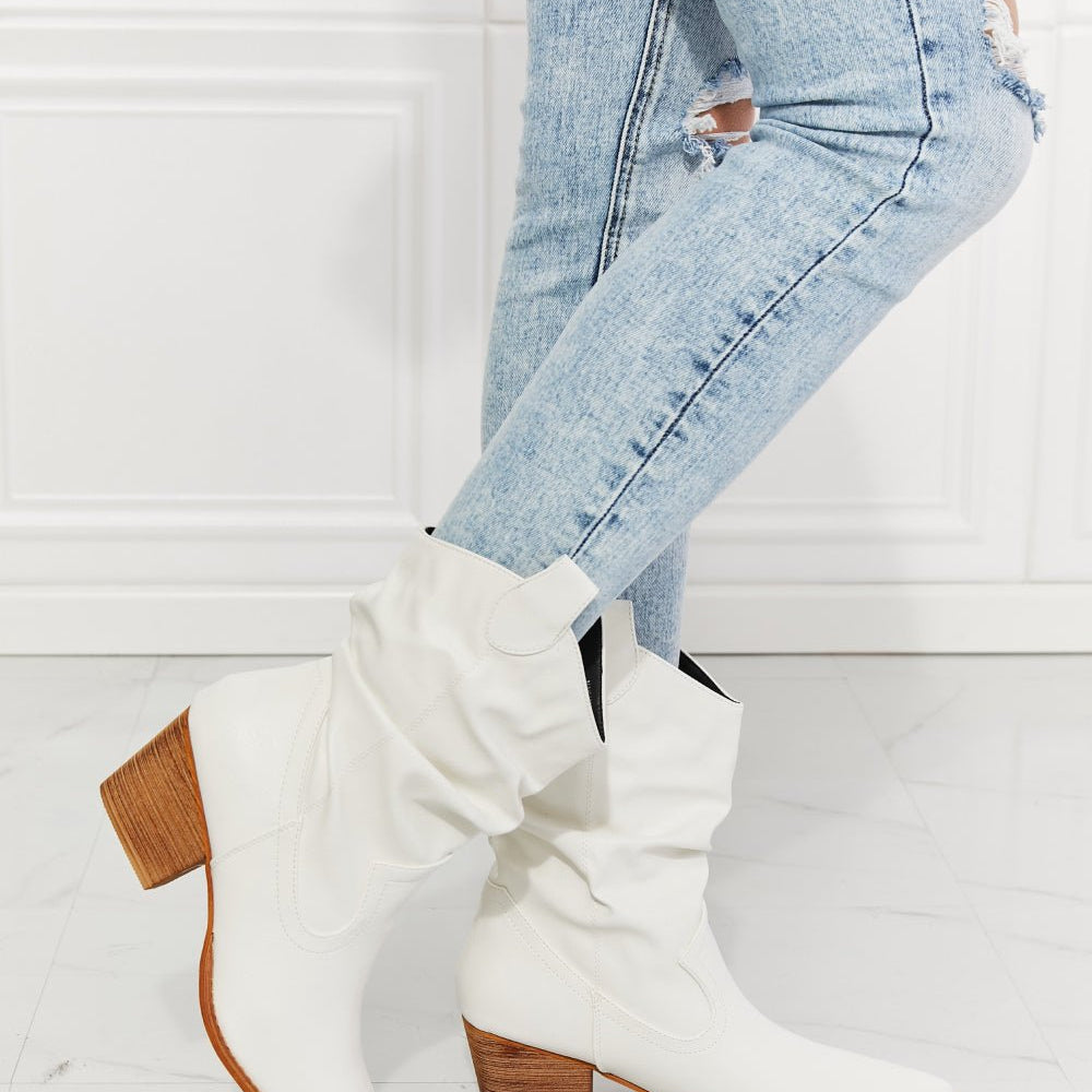 Little White Scrunch Cowboy Boots - Step into Timeless Romance with Fashion - Experience the Beauty and Charm of Tradition with a Contemporary Twist - Guy Christopher