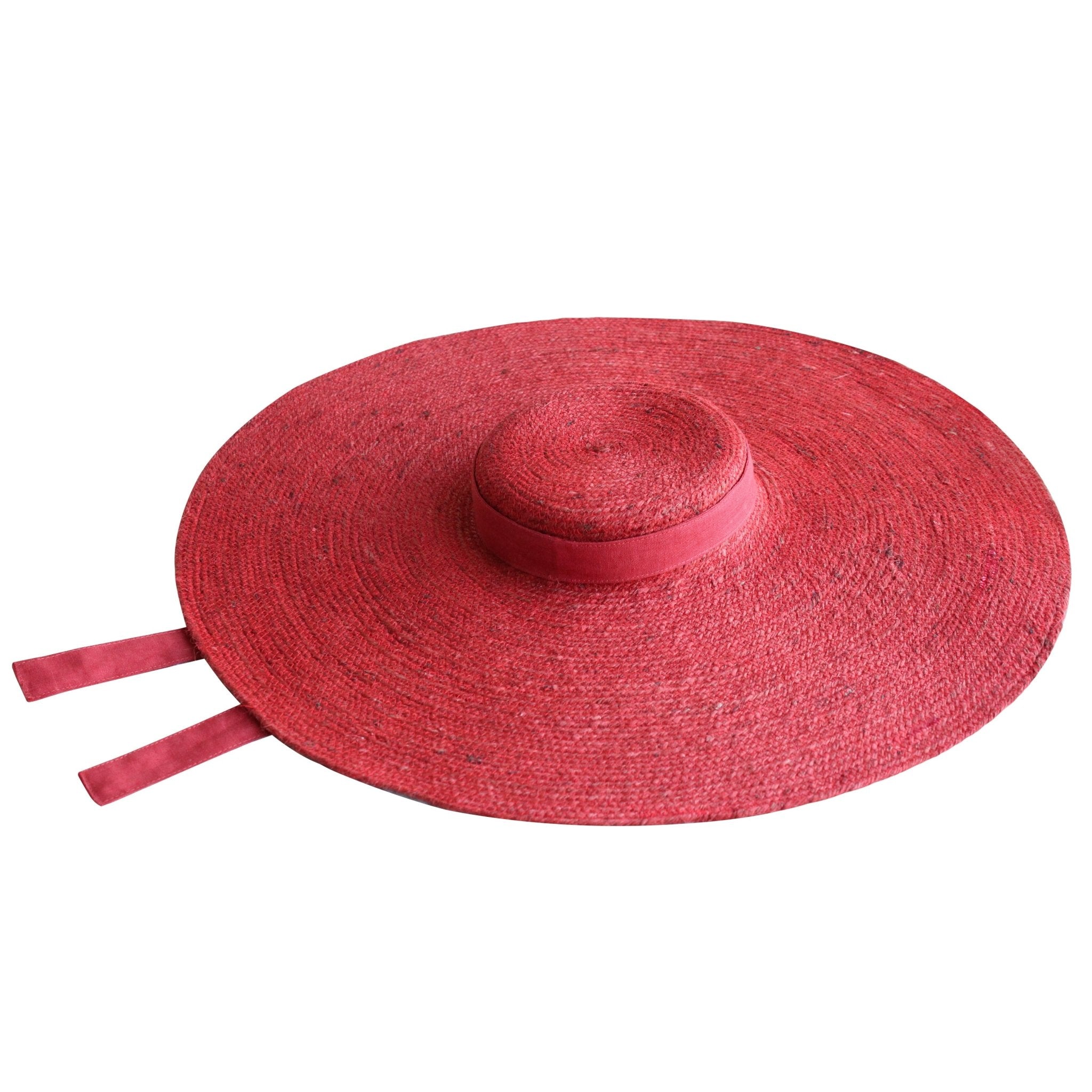 LOLA Wide Brim Jute Straw Hat in Red - Guy Christopher