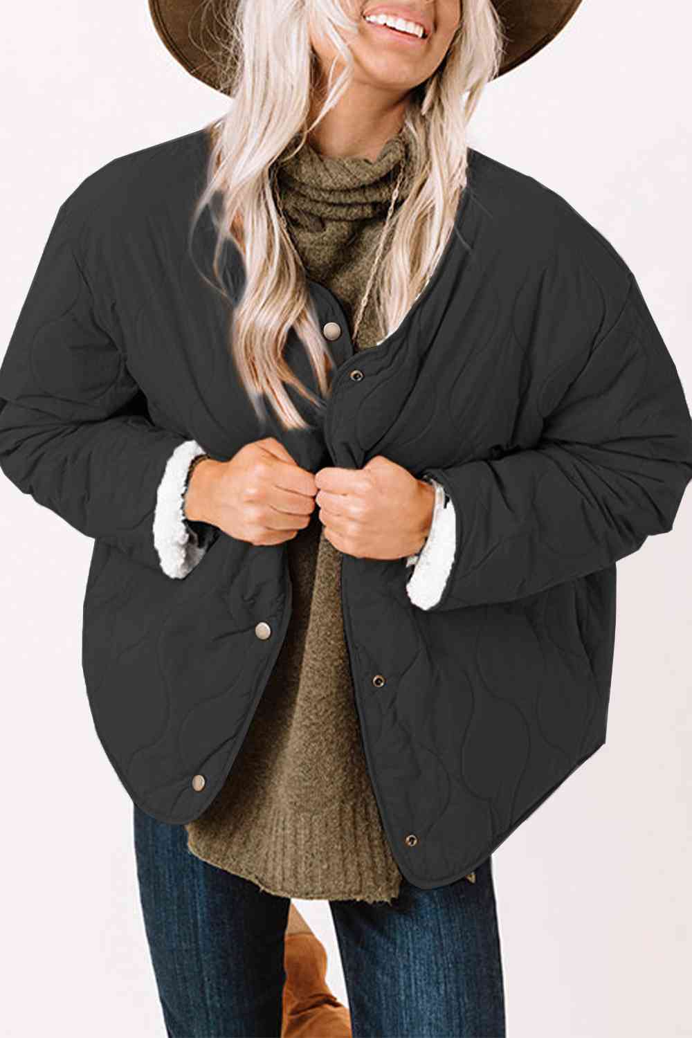 Long Sleeve Button Front Winter Coat - Guy Christopher