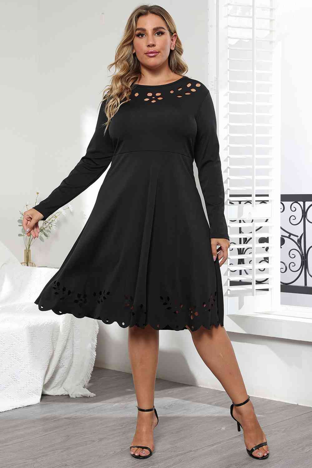 Long Sleeve Cutout Detail Dress - Guy Christopher