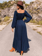 Long Sleeve Lace Trim Maxi Dress - Guy Christopher