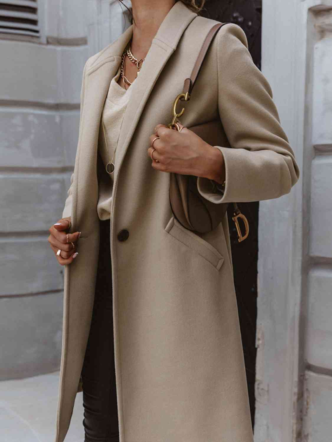 Long Sleeve Longline Coat with Pockets - Guy Christopher