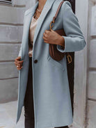 Long Sleeve Longline Coat with Pockets - Guy Christopher