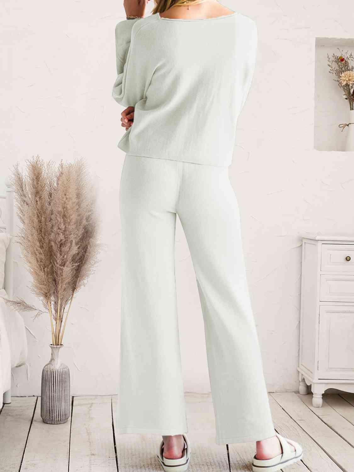 Long Sleeve Lounge Top and Drawstring Pants Set - Guy Christopher