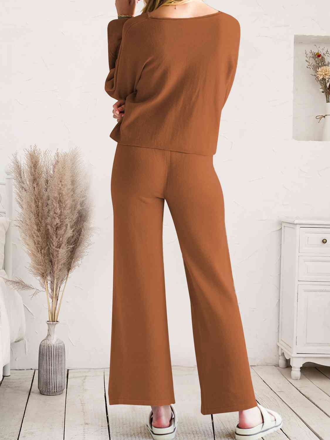 Long Sleeve Lounge Top and Drawstring Pants Set - Guy Christopher