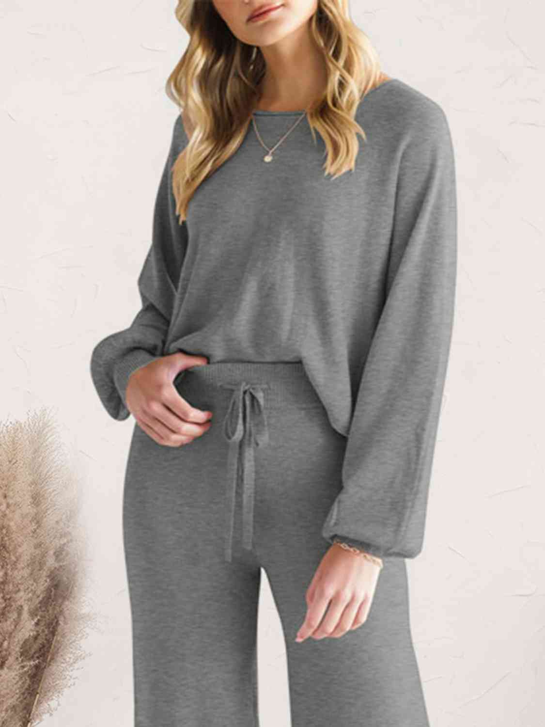 Long Sleeve Lounge Top and Drawstring Pants Set - Guy Christopher