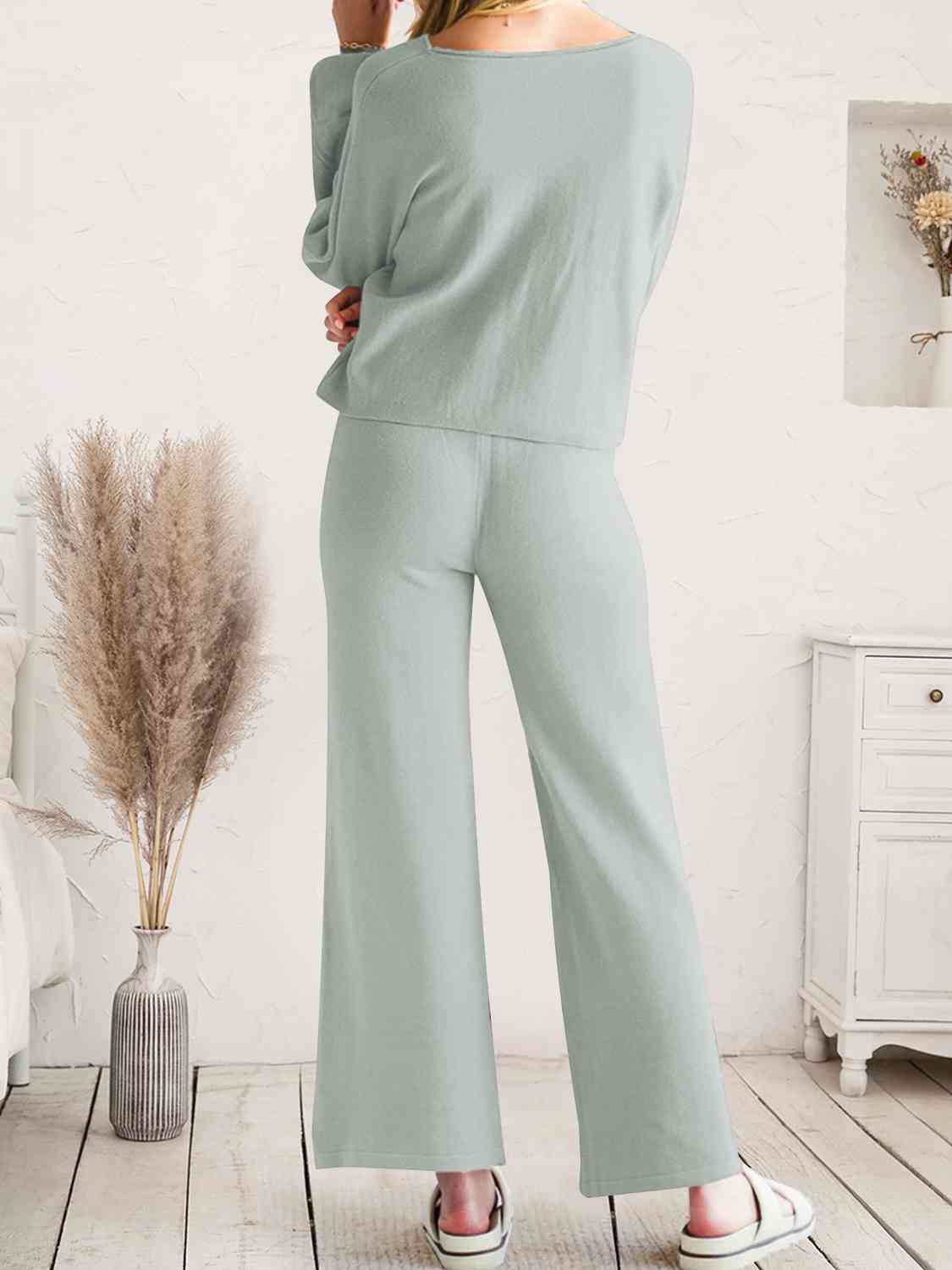 Long Sleeve Lounge Top and Drawstring Pants Set - Guy Christopher