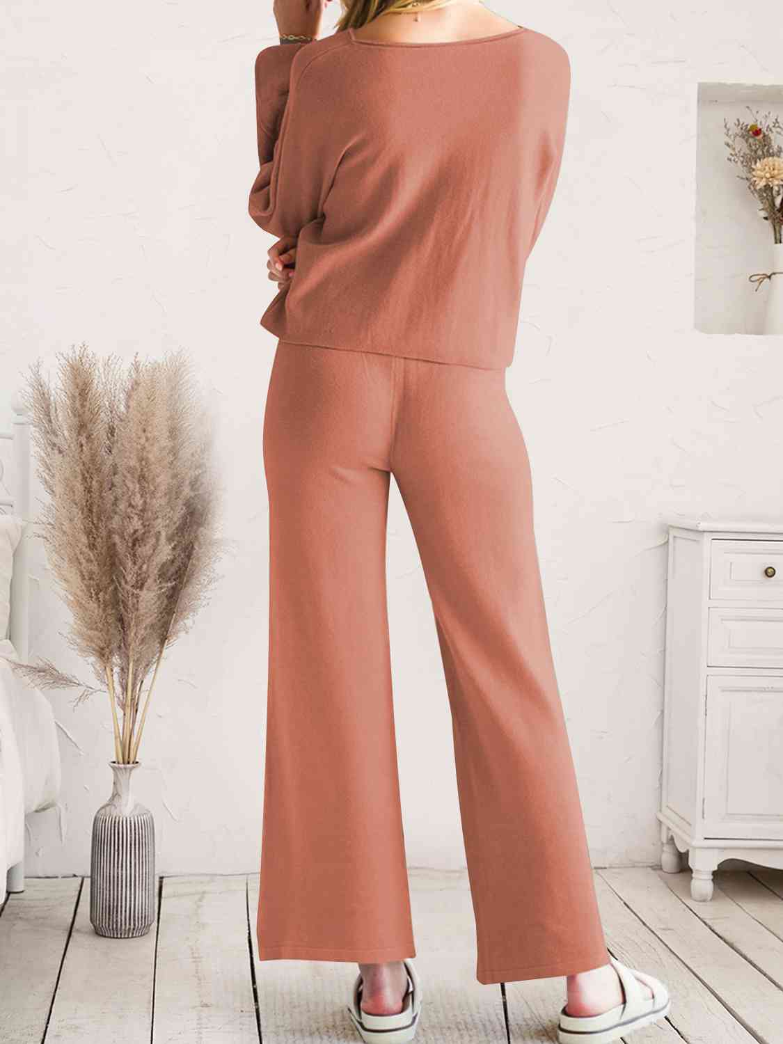 Long Sleeve Lounge Top and Drawstring Pants Set - Guy Christopher