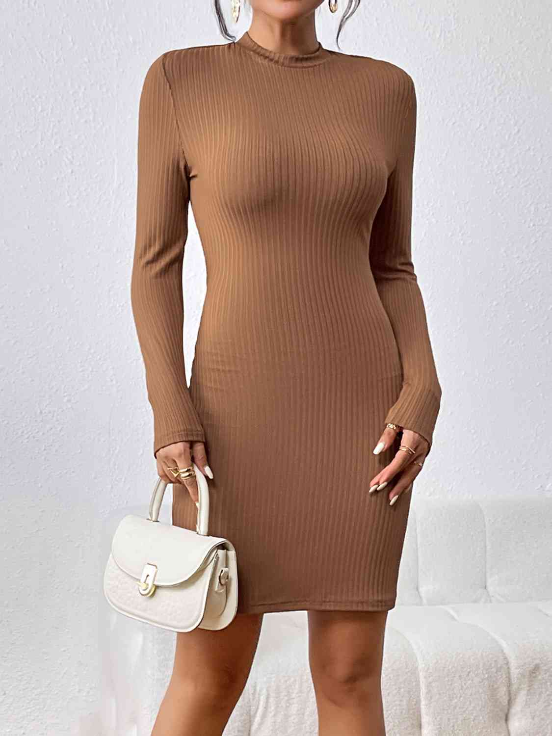 Long Sleeve Ribbed Mini Dress - Guy Christopher