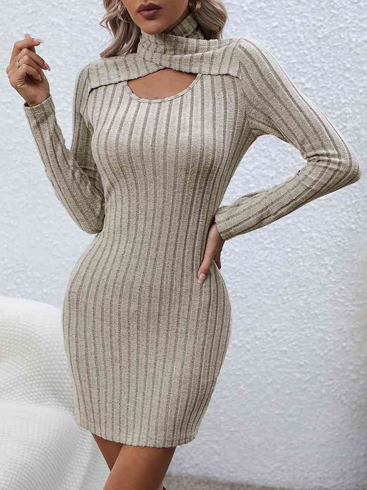 Long Sleeve Ribbed Sweater Dress - Guy Christopher