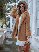 Long Sleeve Teddy Coat with Pockets - Guy Christopher