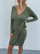 Long Sleeve Tied Mini Dress - Guy Christopher