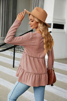 Long Sleeve V-Neck Cable-Knit Blouse - Guy Christopher