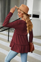 Long Sleeve V-Neck Cable-Knit Blouse - Guy Christopher