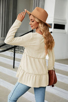 Long Sleeve V-Neck Cable-Knit Blouse - Guy Christopher