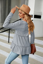 Long Sleeve V-Neck Cable-Knit Blouse - Guy Christopher