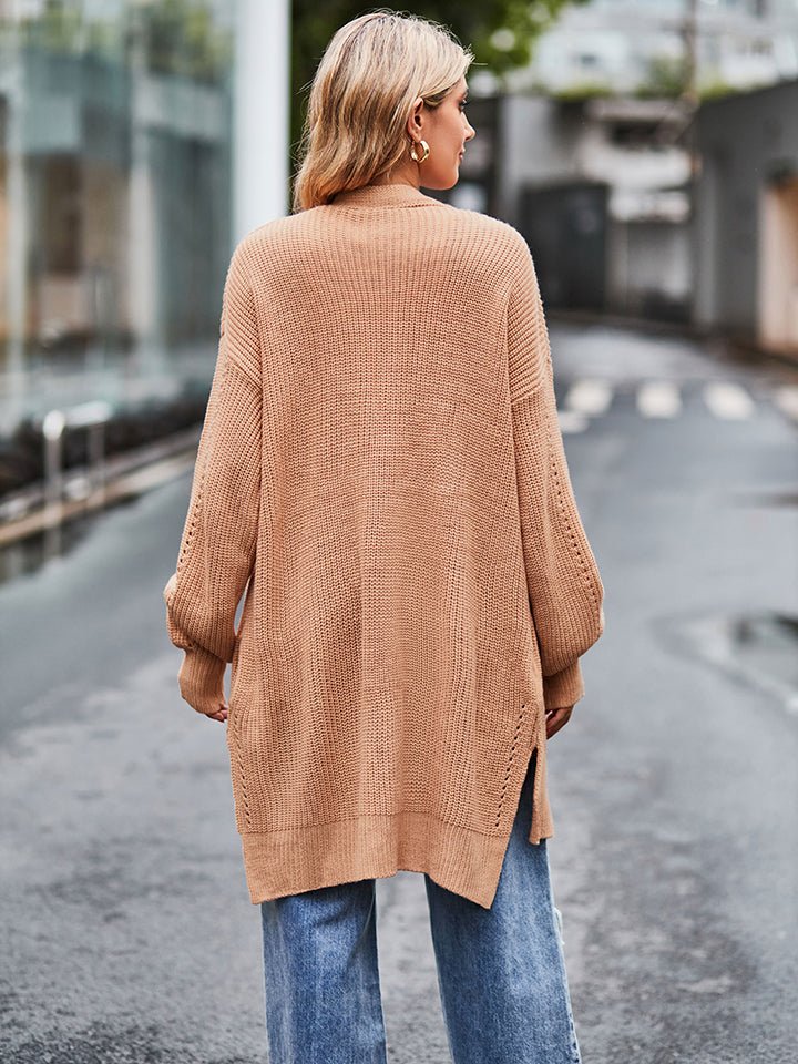 Long Sleeve Waffle-Knit Cardigan - Guy Christopher