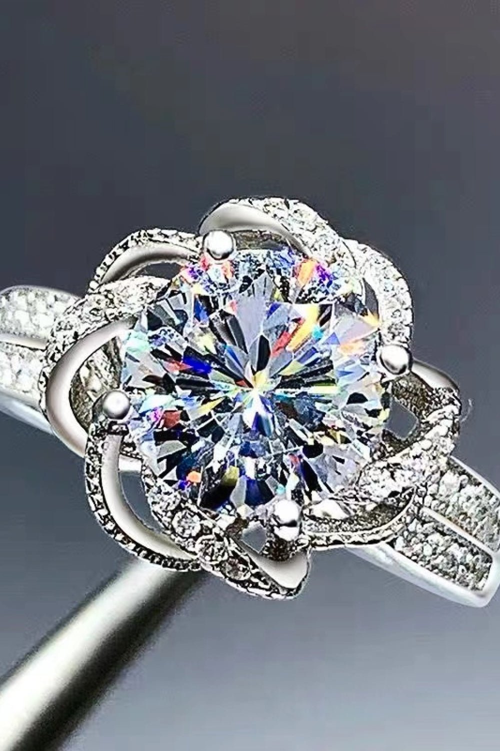 Love's Bloom - A 2-Carat Moissanite Ring with Delicate Floral Embellishment - Indulge in the Enchanting Sparkle of Nature - Guy Christopher