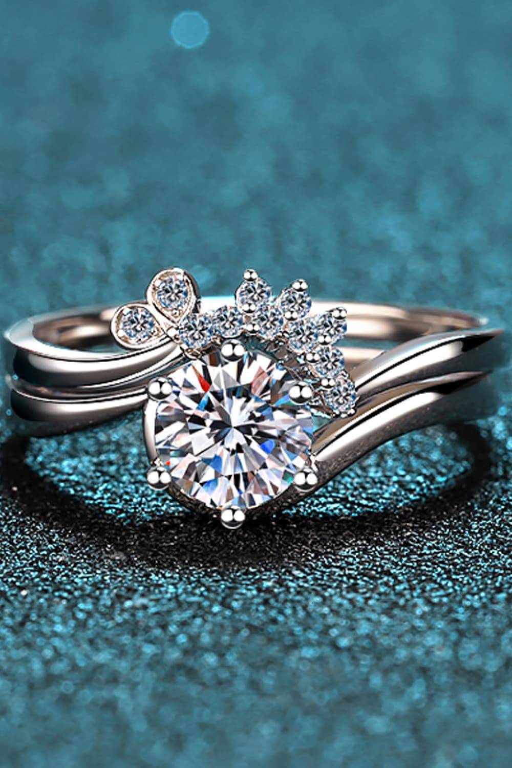 Love's Radiant Essence Moissanite Two-Piece Ring Set - Illuminate Your Love and Shine Bright for Eternity. - Guy Christopher