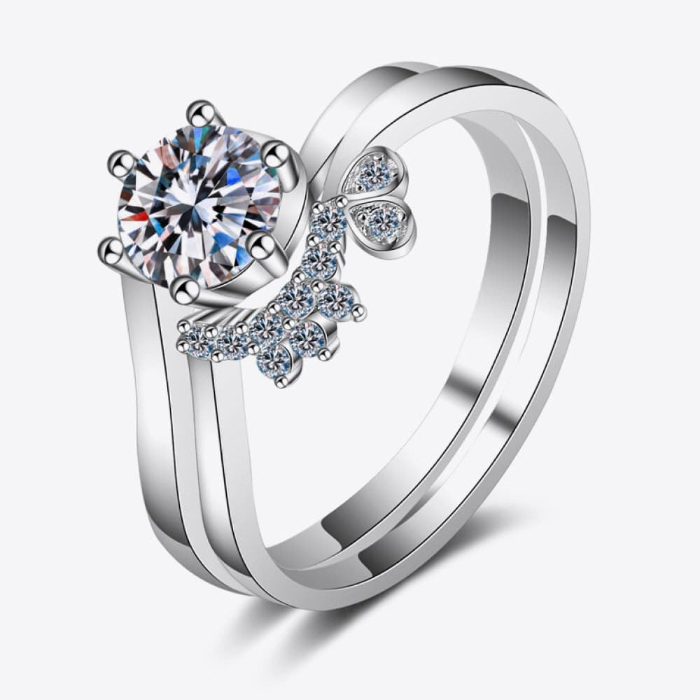 Love's Radiant Essence Moissanite Two-Piece Ring Set - Illuminate Your Love and Shine Bright for Eternity. - Guy Christopher