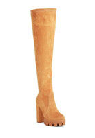 Maple High Block Heeled Faux Suede Long Boots - Guy Christopher