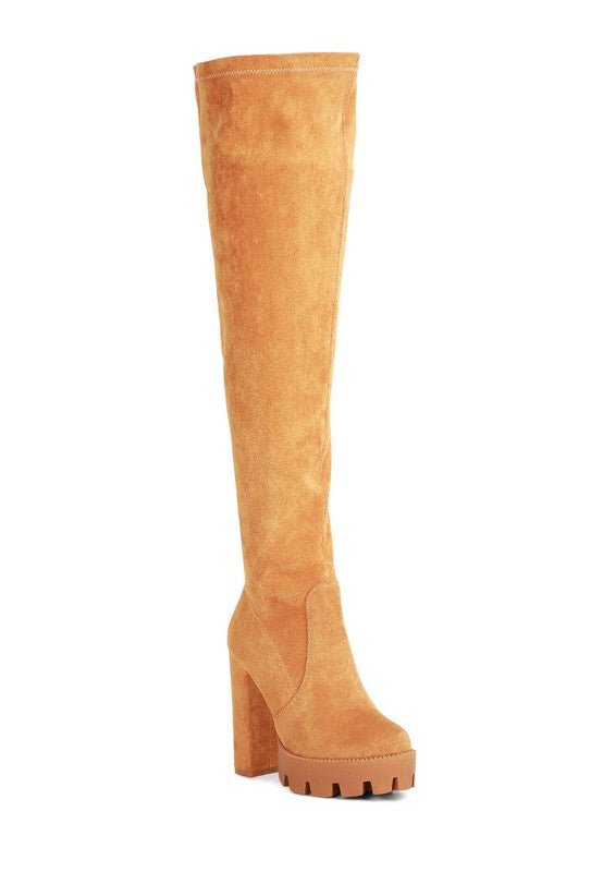 Maple High Block Heeled Faux Suede Long Boots - Guy Christopher