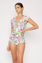 Marina West Swim Bring Me Flowers V-Neck One Piece Swimsuit Cherry Blossom Cream - Guy Christopher