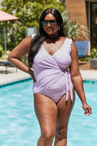Marina West Swim Full Size Float On Ruffle Faux Wrap One-Piece in Carnation Pink - Guy Christopher
