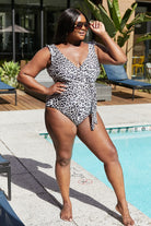 Marina West Swim Full Size Float On Ruffle Faux Wrap One-Piece in Cat - Guy Christopher