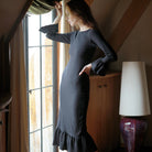 MARJORIE Bamboo Ruffle Dress, in Black - Guy Christopher