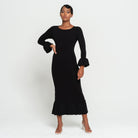 MARJORIE Bamboo Ruffle Dress, in Black - Guy Christopher