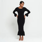 MARJORIE Bamboo Ruffle Dress, in Black - Guy Christopher