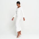 MARJORIE Bamboo Ruffle Dress, in Off-white - Guy Christopher