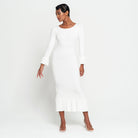 MARJORIE Bamboo Ruffle Dress, in Off-white - Guy Christopher