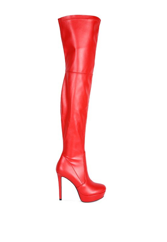 Marvelettes Faux Leather High Heeled Long Boots - Guy Christopher