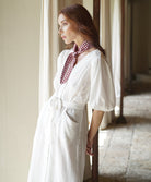 Meghan Crinkle Midi Dress, in Off-White - Guy Christopher